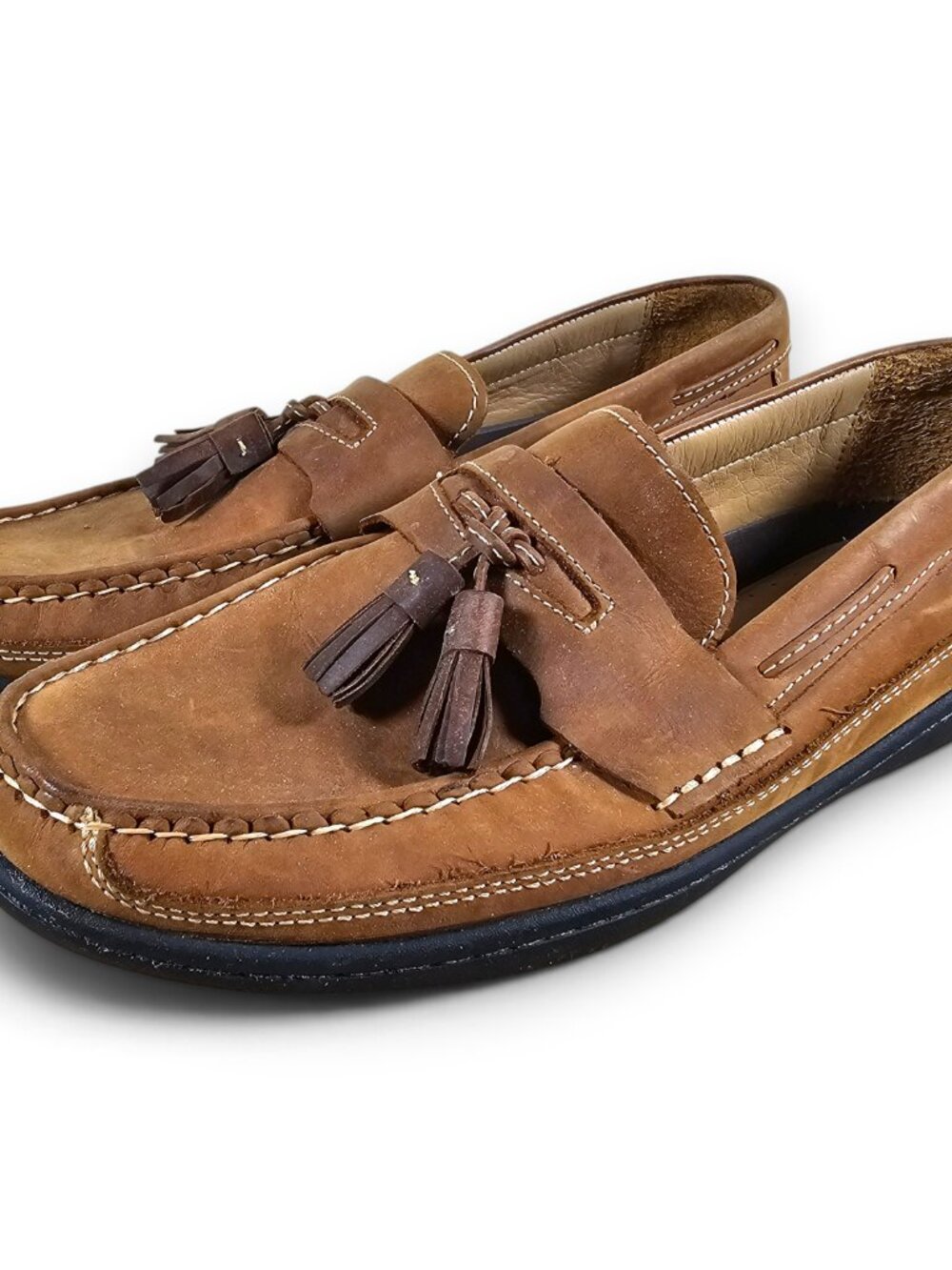 Johnston & Murphy Mens Tassel Loafer Shoes Sheepskin Brown Size 8.5M 25-8342